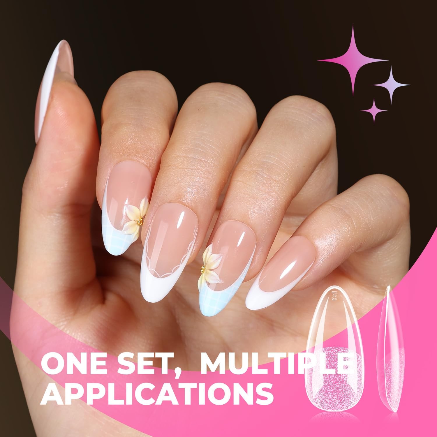 UNA GELLA Almond Nail Tips 360Pcs, 15 Sizes No Filing Needed Soft Gel Medium…