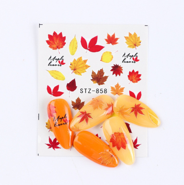 3Pcs Nail Art Water Transfer Sticker Maple Leaf Fall Decal Manicure 857-859 NH15