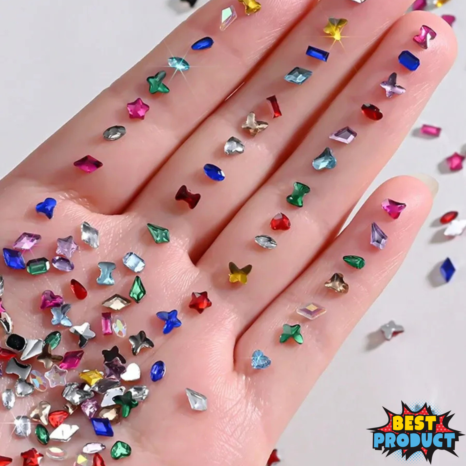 Nail Pearls 12 Grids Half Round Flat-Back Metallic DIY Nail Faux Beads for Women