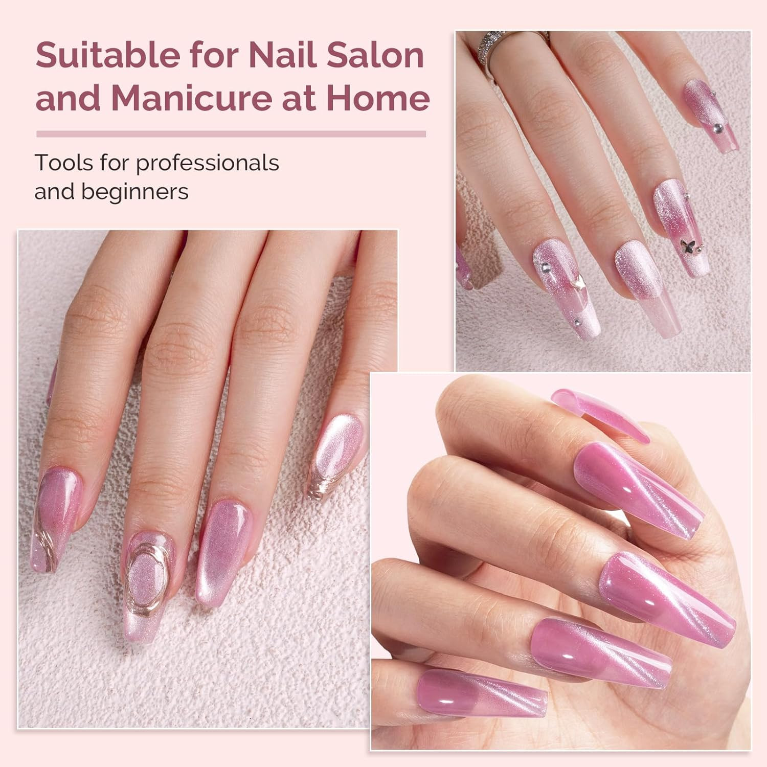 Nail Magnet Set 12PCS, Cat Eye Gel Nail Polish Magnets, Square round Double Ende