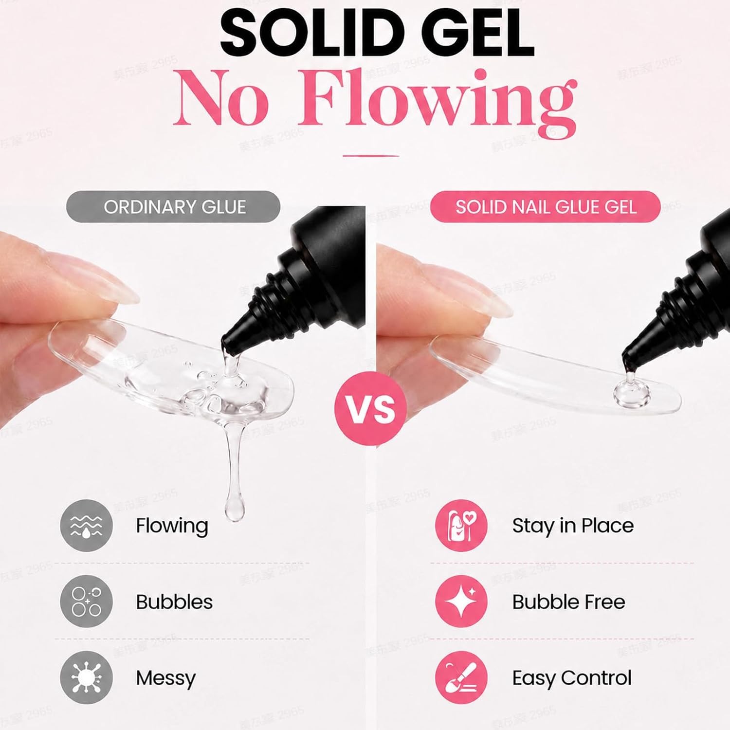 Beetles 2Pcs*20g Solid Nail Glue Gel, Tipex Soft Nail Tips Glue Super Strong for