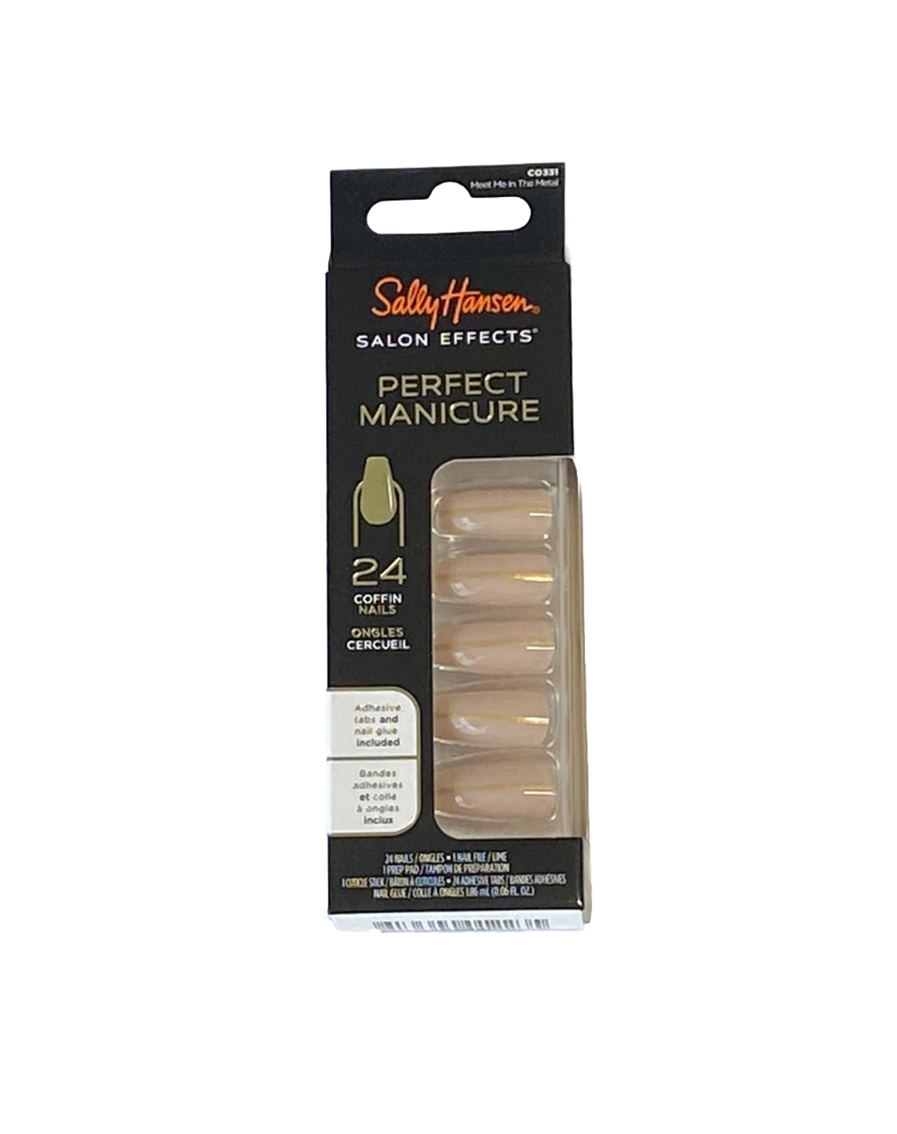 Sally Hansen Perfect Manicure Salon Effect, Meet Me in the Metal-24 Coffin Nails