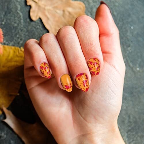 12 Sheets Fall Nail Wraps Stickers Autumn Nail Polish Strips Self-Adhesive