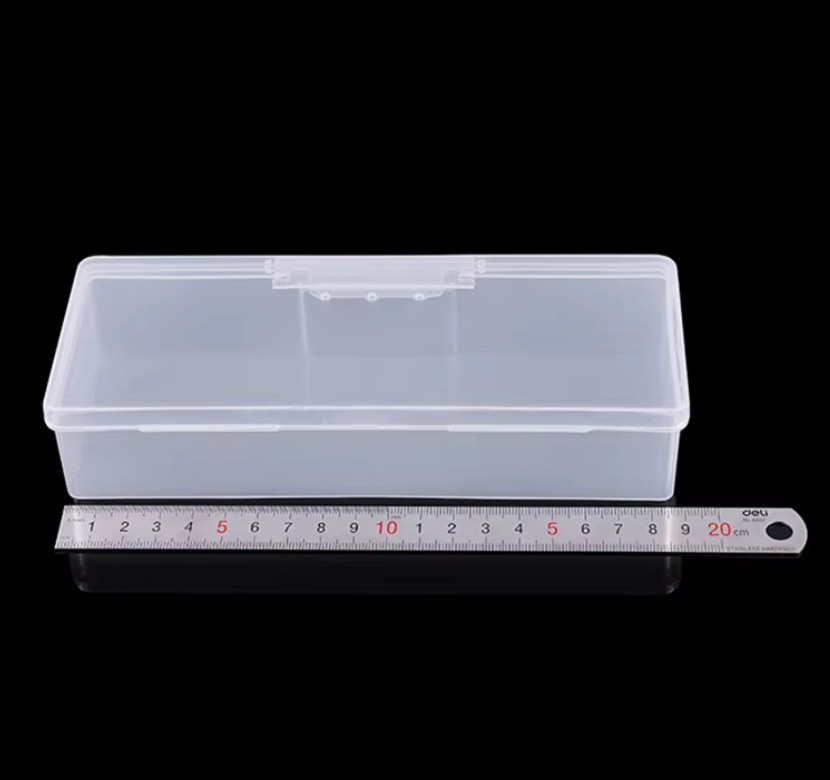 Nail Art Rectangle Plastic Transparent Storage Box Nail Rhinestone Brush Pen