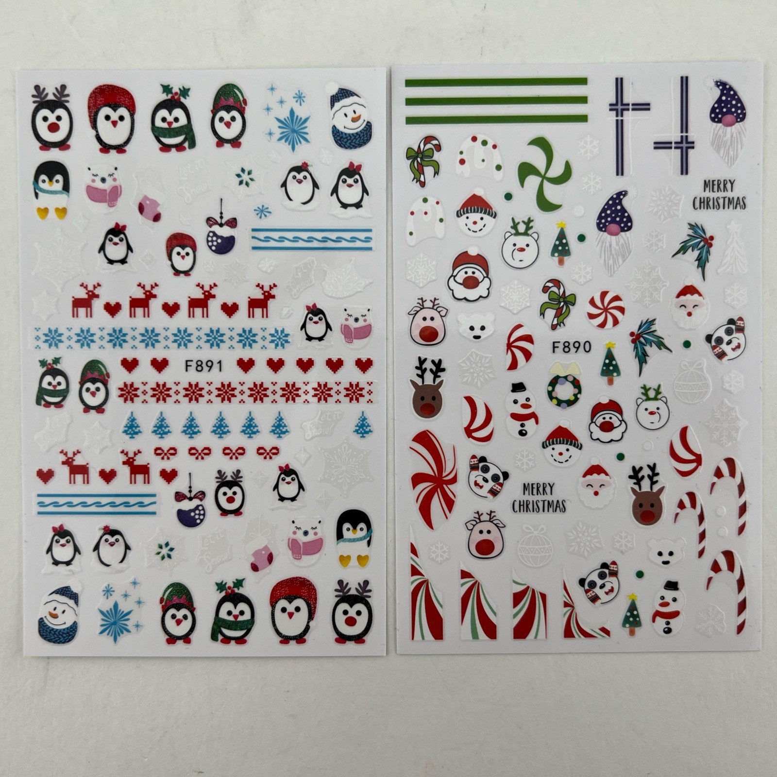 Christmas Nail Art Stickers Decals Adhesive Santa, 10 sheets Ea, 5pk = 50 sheets