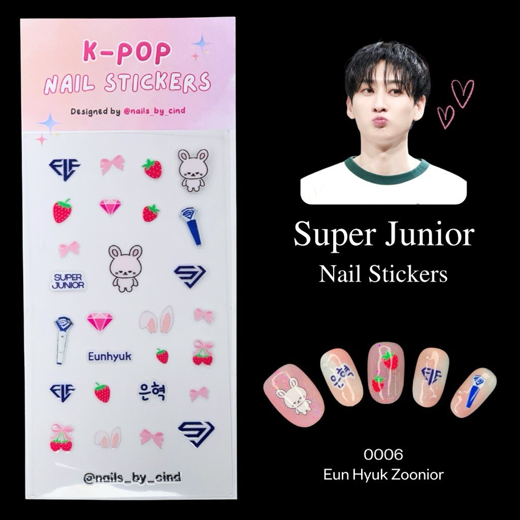 SUPER JUNIOR E.L.F. VER 2 KPOP NAIL STICKER FAN MADE KOREA SM SAPPHIRE BLUE Z10
