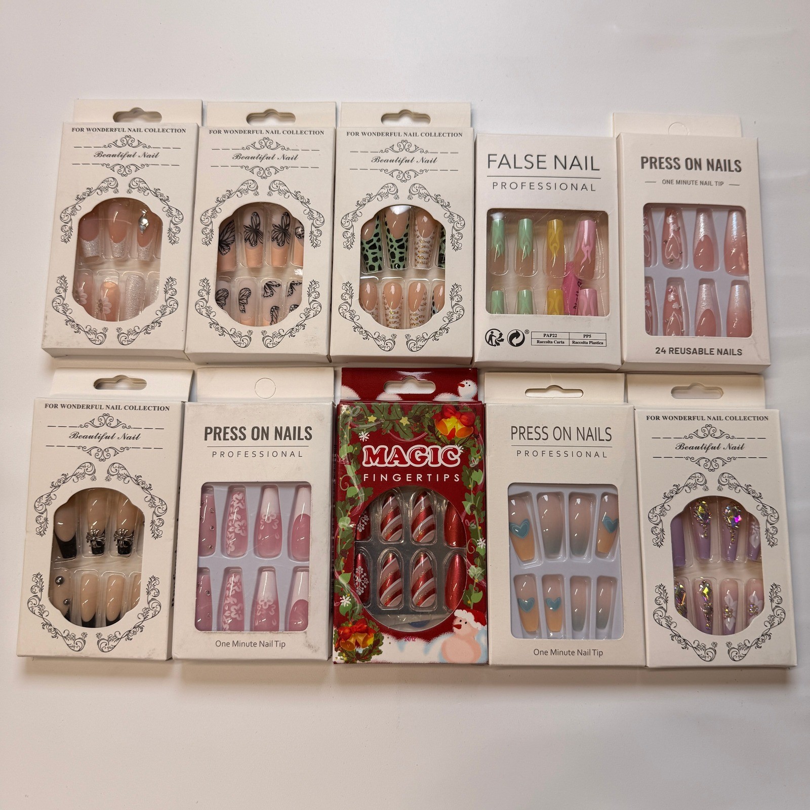 Lot of 10 Pack of 24 New False Press On Nails Assorted Designs and Colors №N17