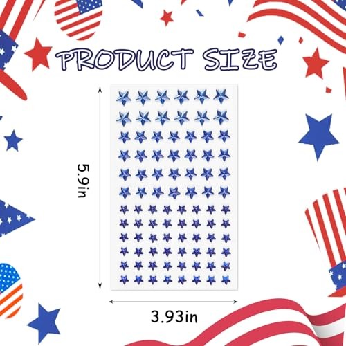 Patriotic Star Rhinestone Face Stickers Set – 6 Sheets Red White Blue 3D Self