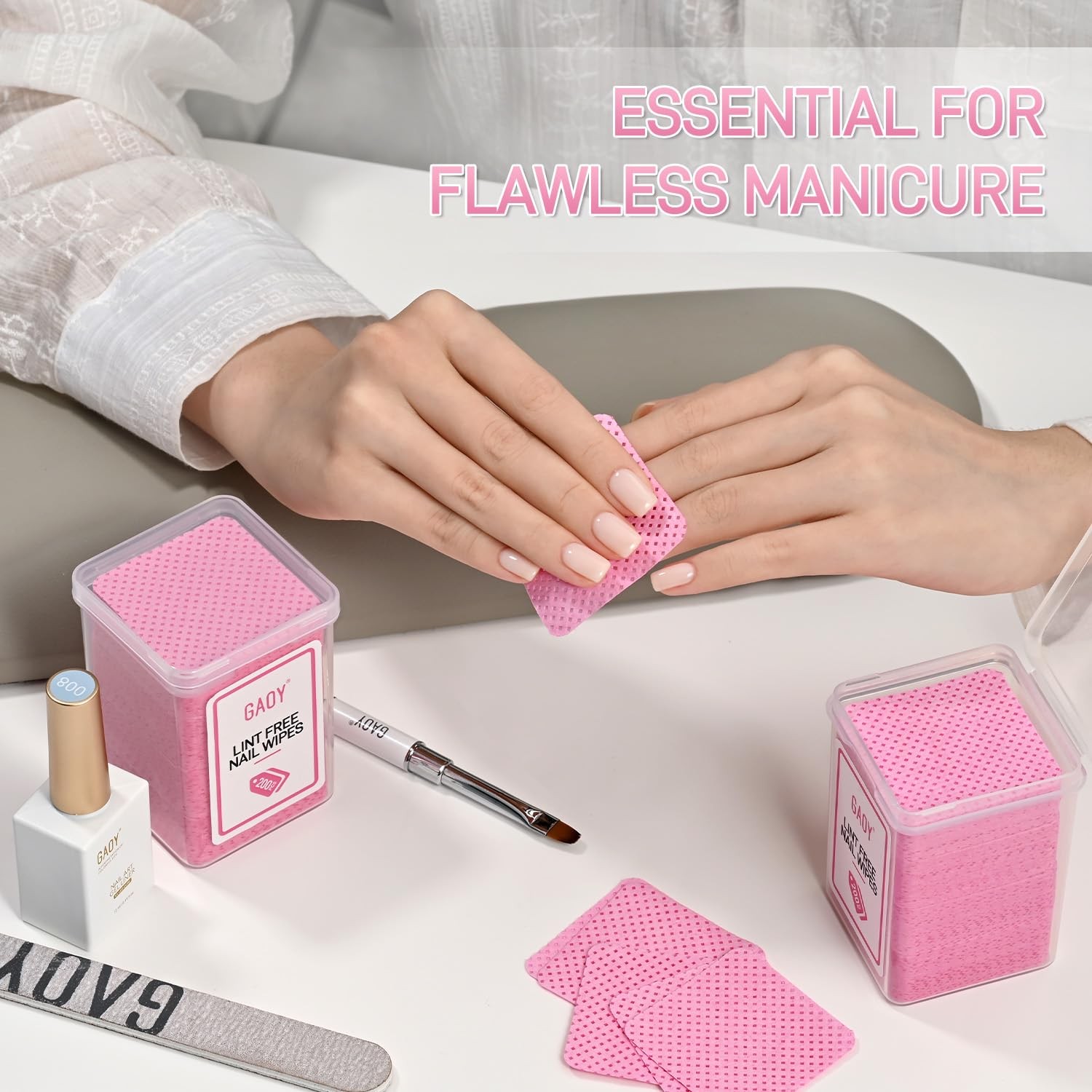GAOY Lint Free Nail Wipes, 400 Pcs Polish Remover 1.89 in x