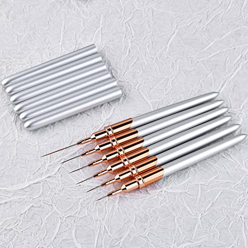6pcs Nail Art Brushes Liner Striping Brush, Super Fine Nail Art Long Striper