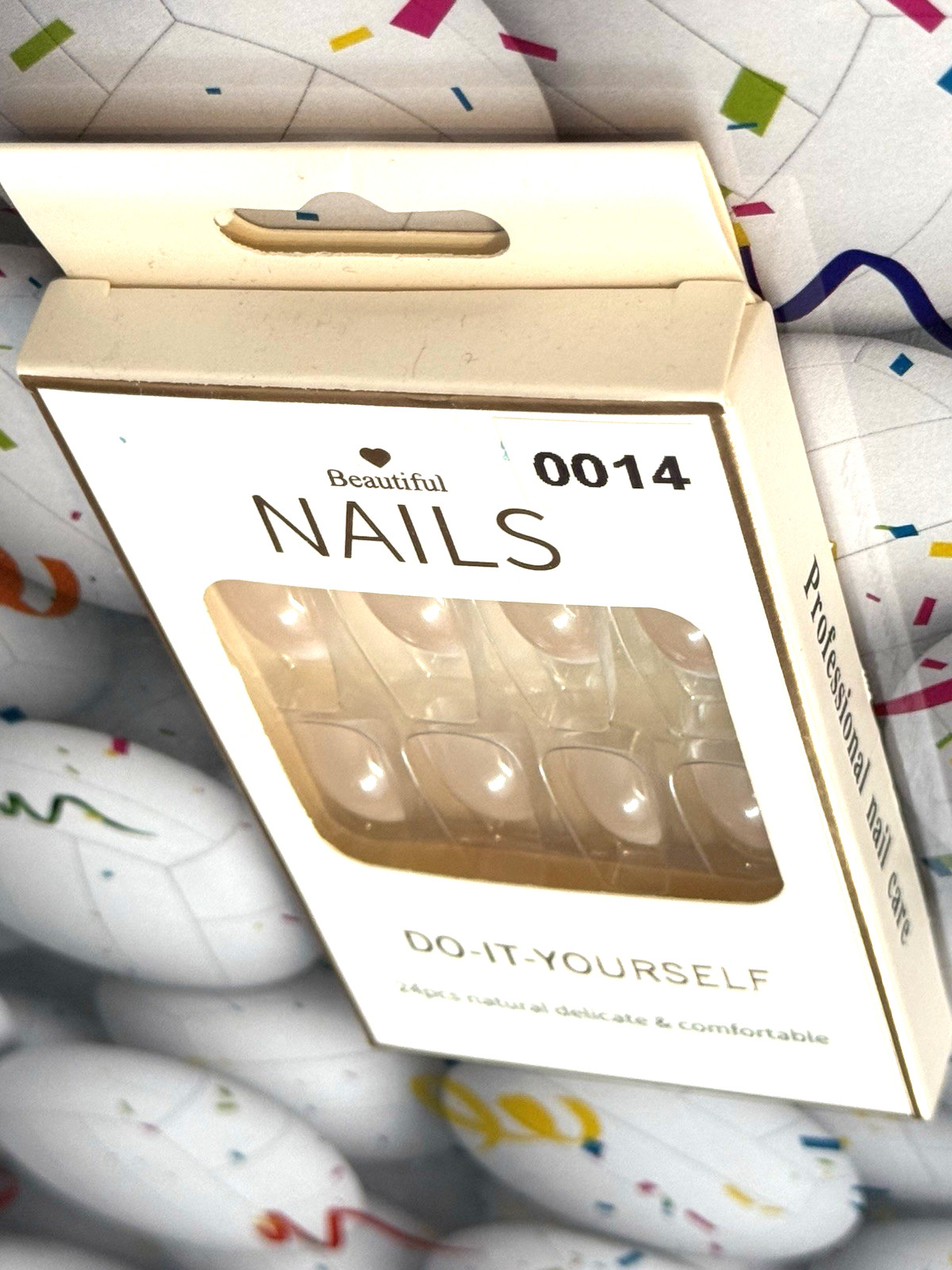Beautiful Nails Do It Yourself NUDE to WHITE OMBRÉ Short Ballerina Press On Mani