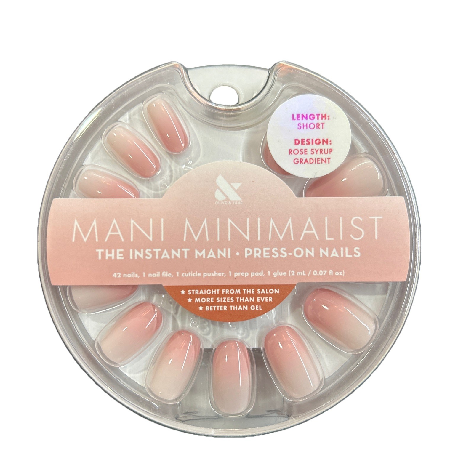 2 Sets Of Olive & June Instant Mani Press-On Nails Short Rose Syrup Gradient