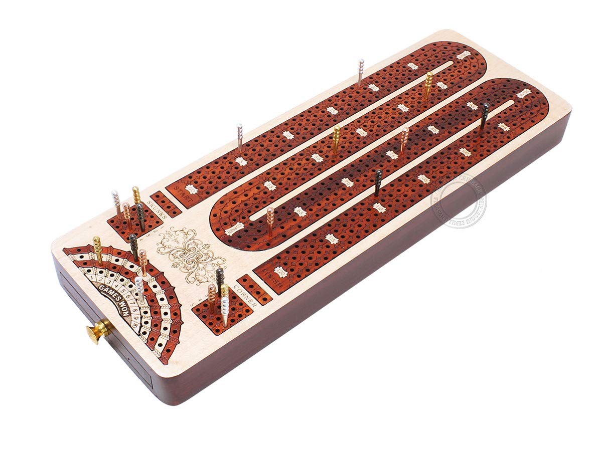 House of Cribbage – 4 Track 4.75 x 13.5 x 1.18 inches, Natural Wood Color