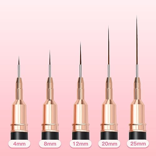 Metallic Nail Art Brushes, 5Pcs Liner Brush Set, UV Gel Polish Painting Art