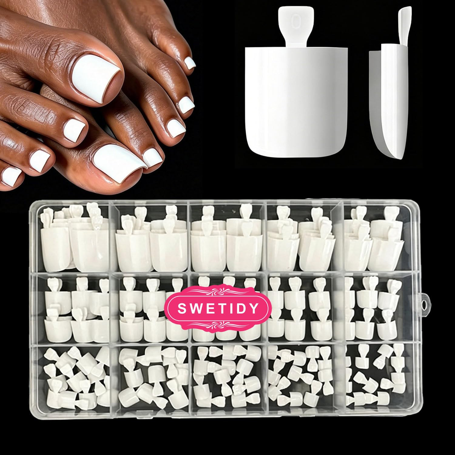 Toe Nail Press Ons,French Square False Tips for Toenail Extension | 150Pcs Pre-D