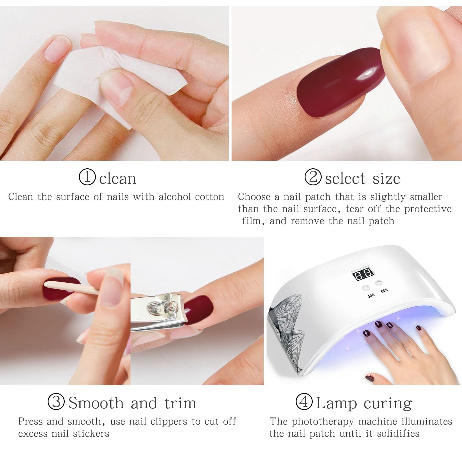 JMEOWIO Semi Cured Gel Strips Nail Art Sticker Wrap French Beige Tip