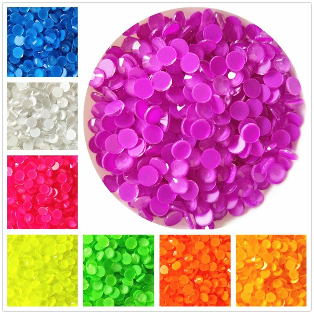 830pcs Luminous Neon Flatback Crystals SS6-SS20 Glue On Fluorescent Rhinestones