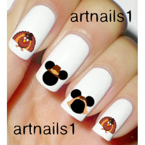 Thanksgiving Turkey Disney Nail Art Decals Mickey Holiday Salon Stickers Polish