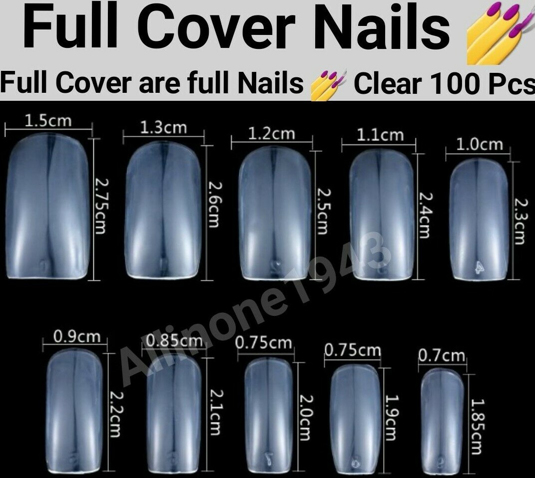100 Pcs Full Cover Nails Manicure Long Square False Tips Fake Nails -Jargod