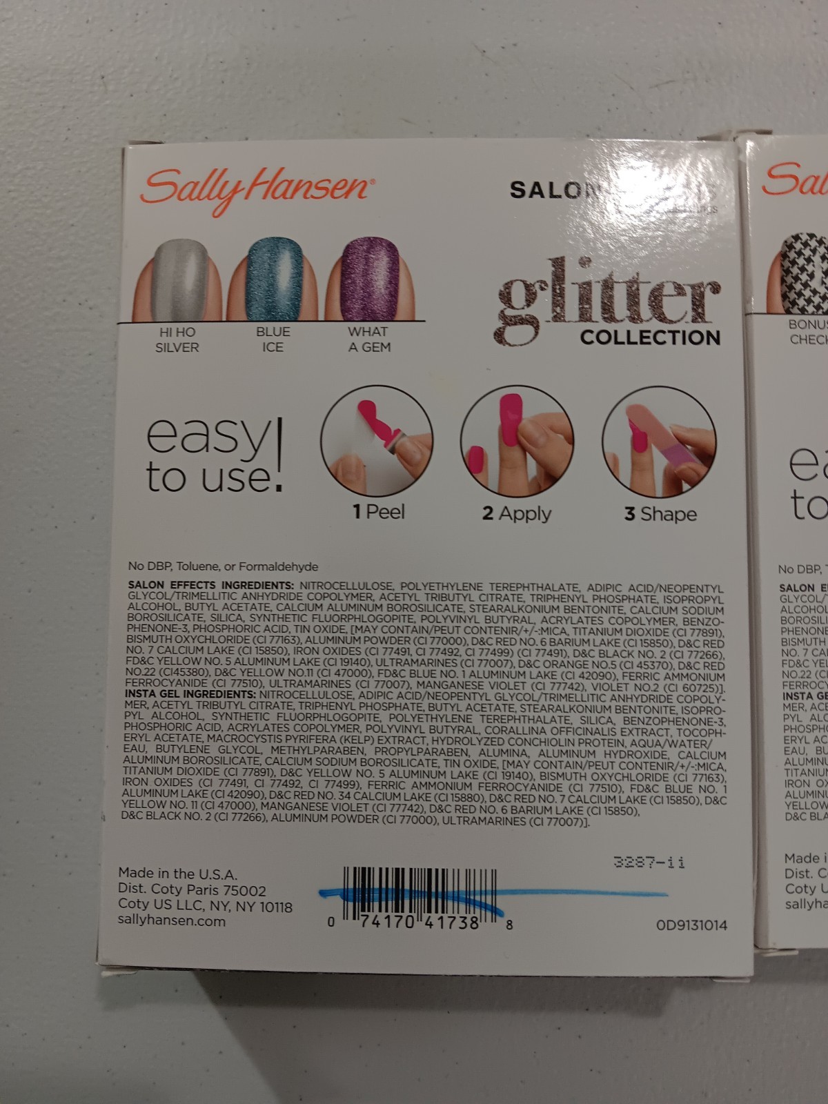 Lot 2 Sally Hansen Salon Effects Real Nail Polish Strips Glitter Girly Glam NIB