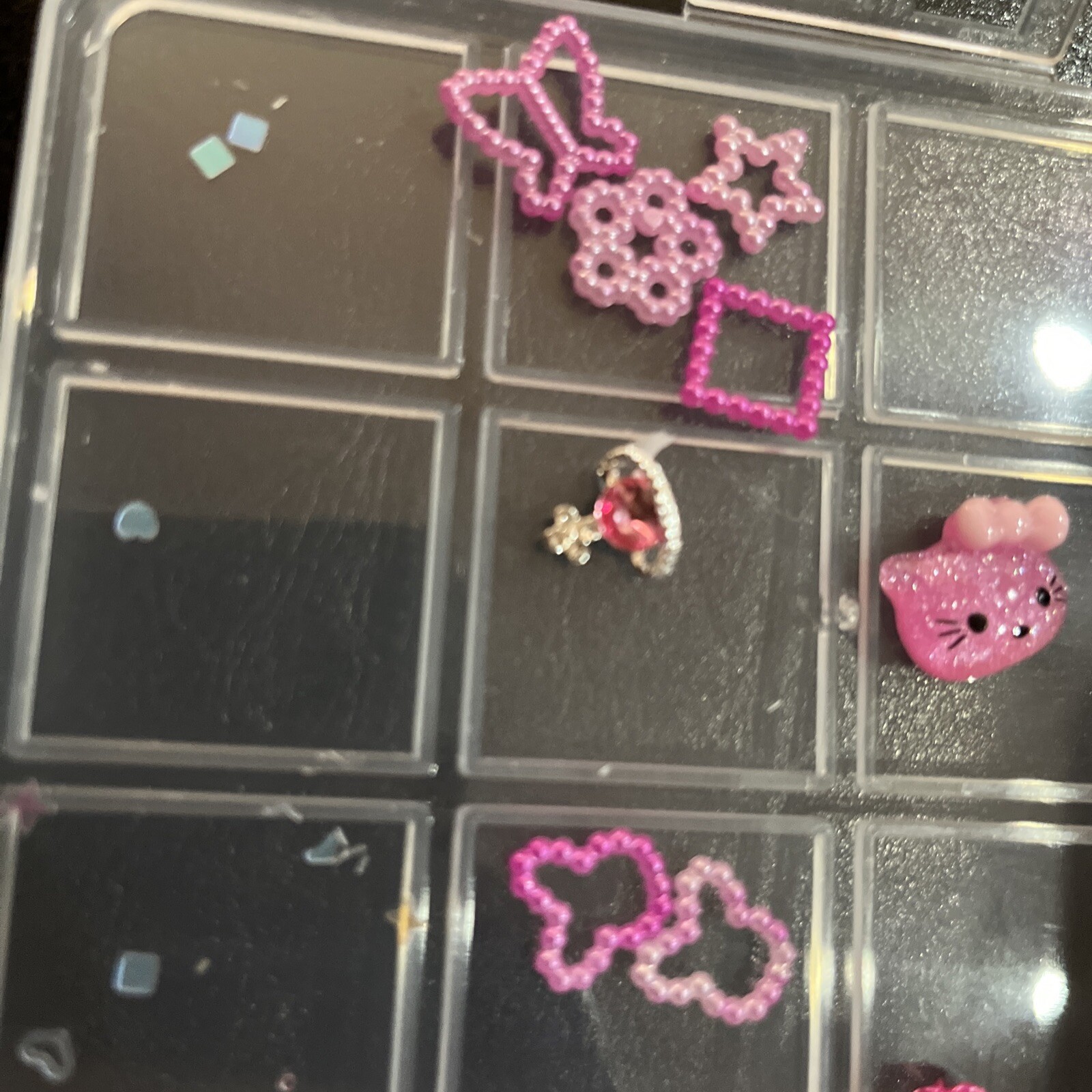 3D Pink Nail Charms Bulk Gummy Bear, Butterfly, Bow, Assorted Nail Charms Set