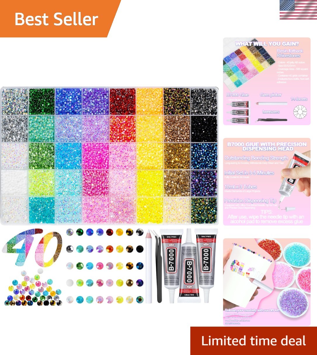 50000Pcs Resin Jelly Rhinestones for Bedazzling kit, 3mm Bedazzler Kits | 40C…