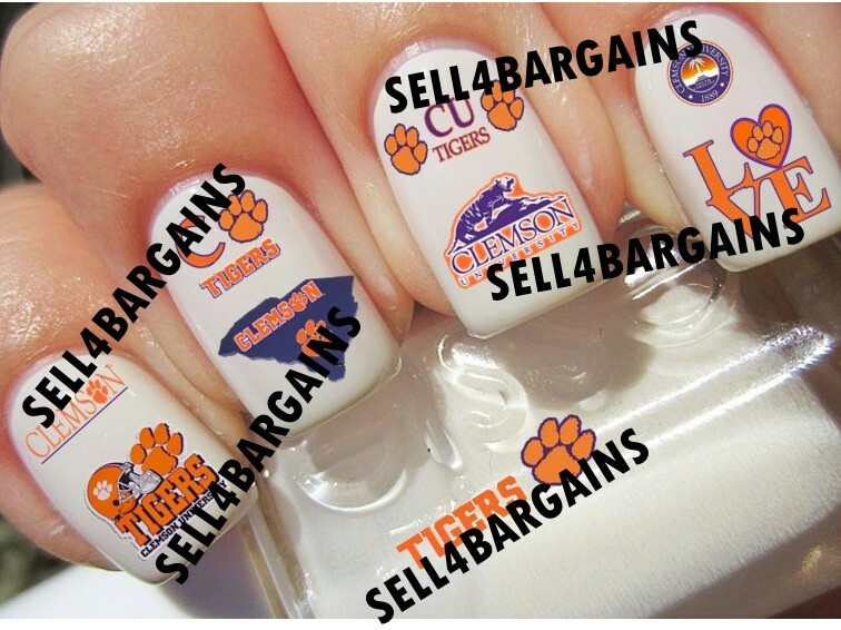 Clemson Tigers》10 Different Designs》Nail Art Decals
