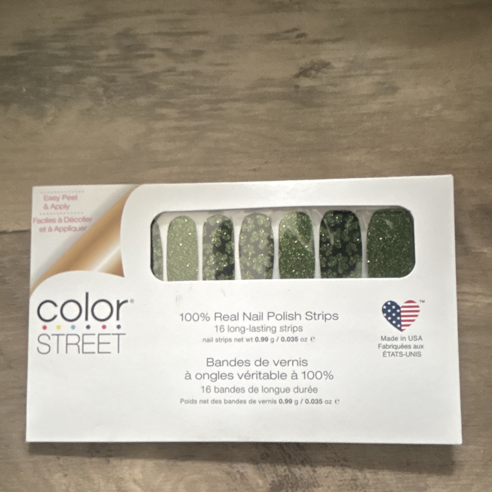 Color Street Green Glitter Shamrock Nail Polish Strips FD343