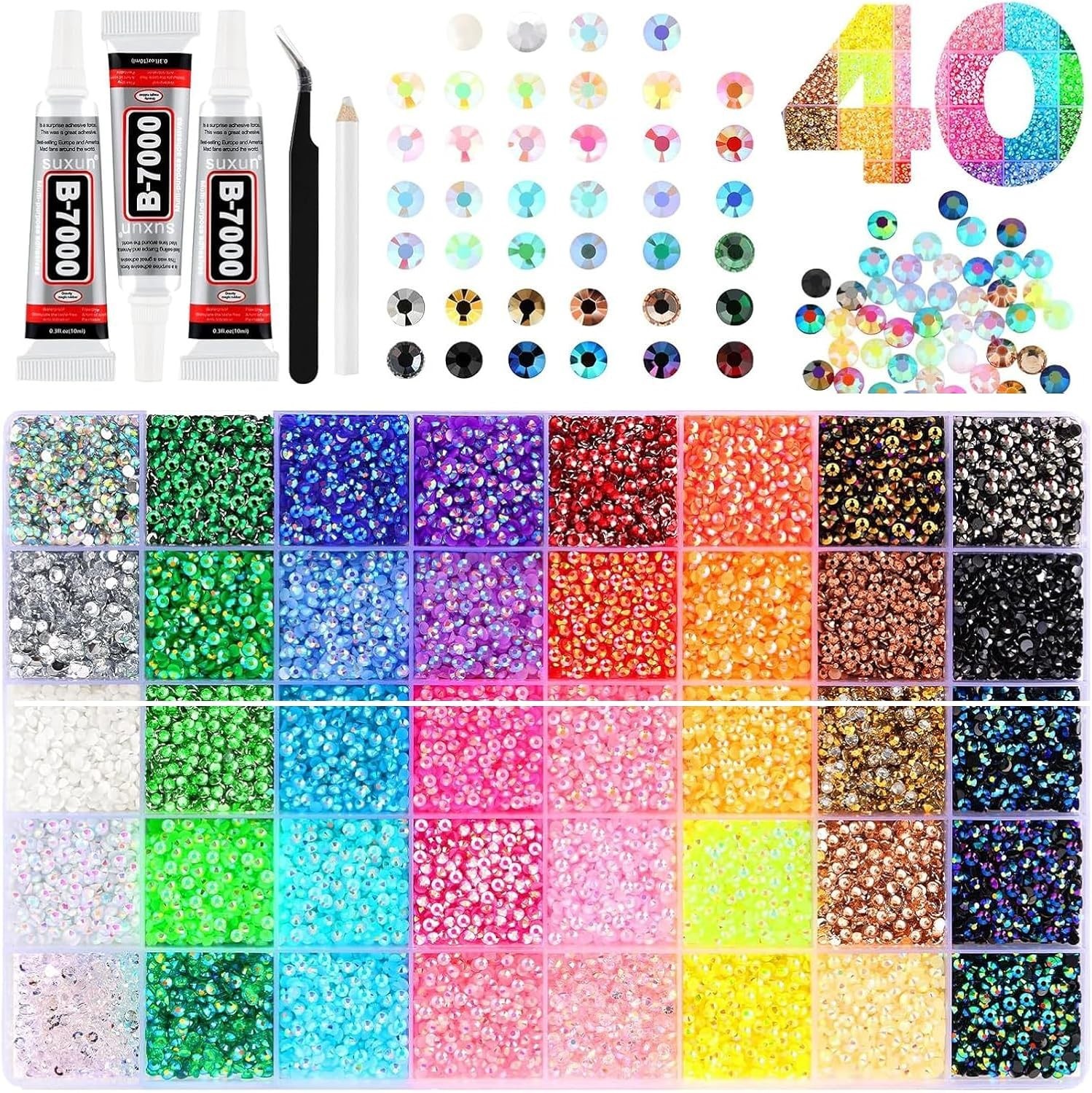 40 Colors Resin Jelly Rhinestones for Bedazzling, 3mm 32000 Pcs Flatback Gems…