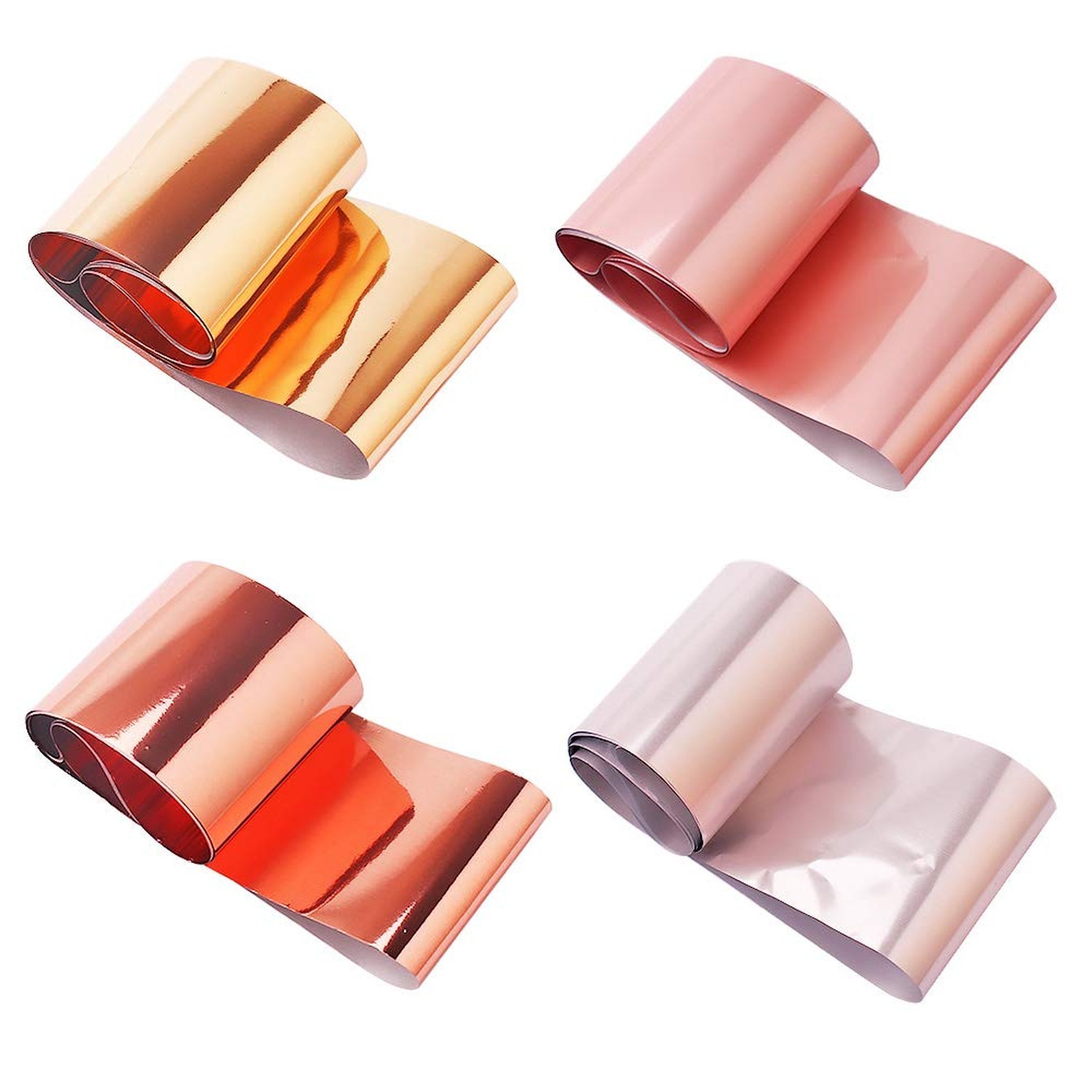 SILPECWEE 10 Rolls Gold Rose Gold Flakes Metallic Nail Transfer Foils – Nail …