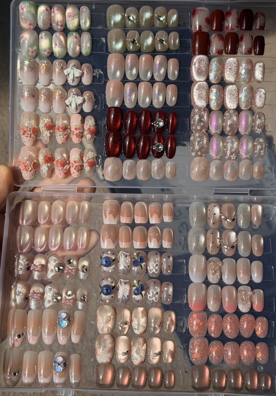 USED press on nails short handmade with box, slightly used, 20 sets, size M