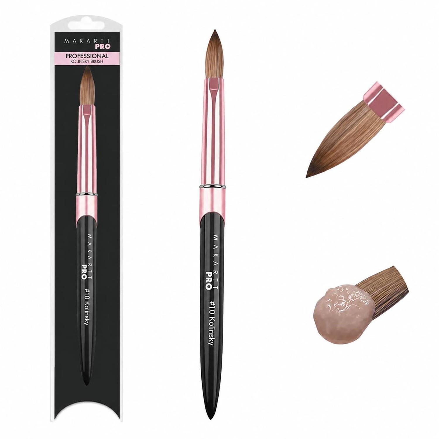 MakarttPro Kolinsky Acrylic Nail Brush Size 10 – 100% Pure Kolinsky Hair N