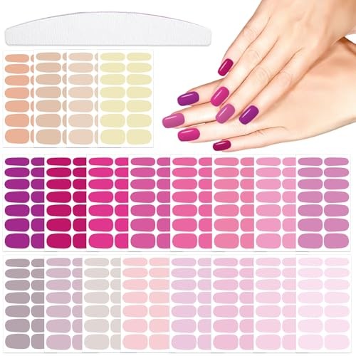 20 Sheets 280 Pcs Mix-Color Solid Nail Polish Strips for Women Girls Style 1