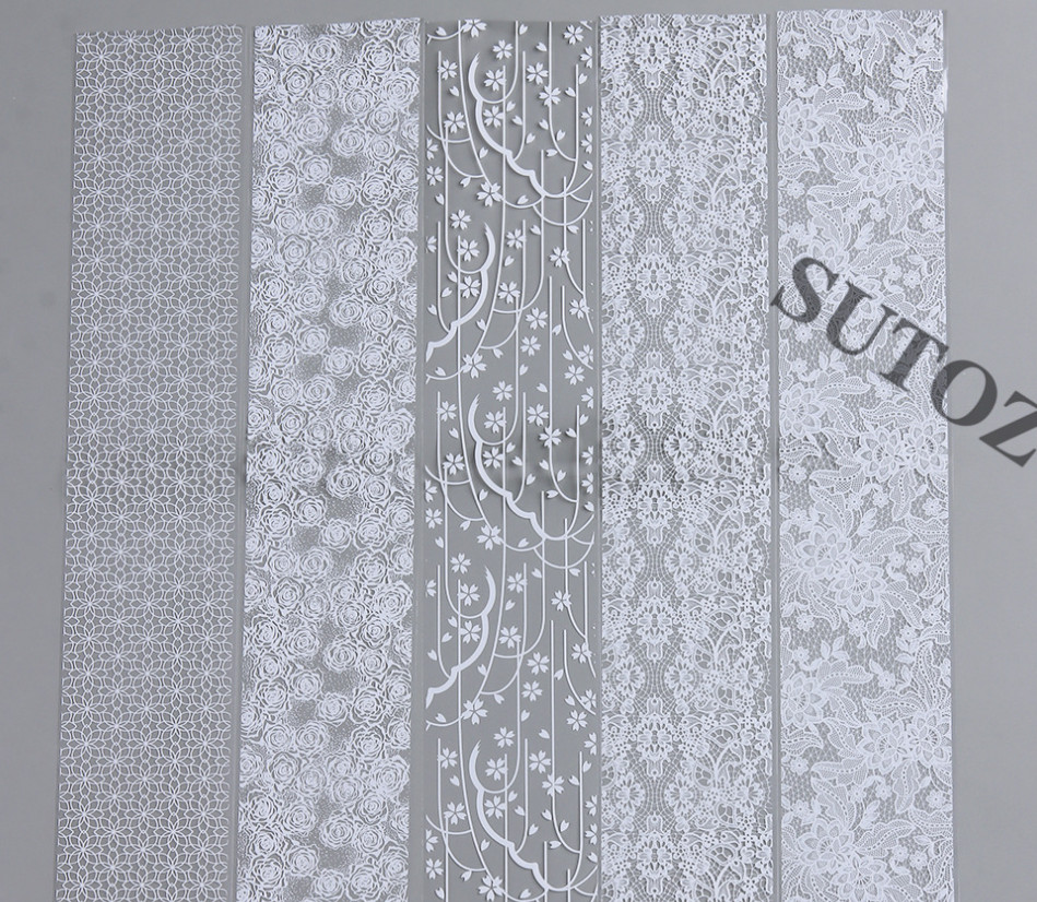 10Pcs Black White Flower Vine Lace Foils Nail Art Transfer Stickers #F NH30