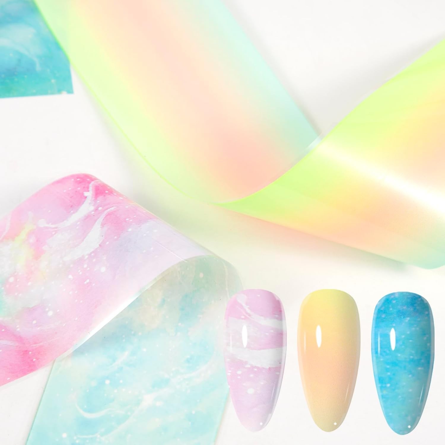 300 Sheets Nail Transfer Foil Art Kit, Marble Gradient Leopard Foil Transfer Sti