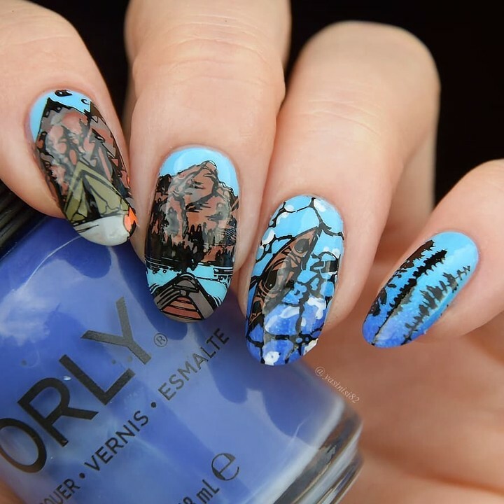 B070 Campfire Stories Stamping Plate For Stamped Nail Art Design