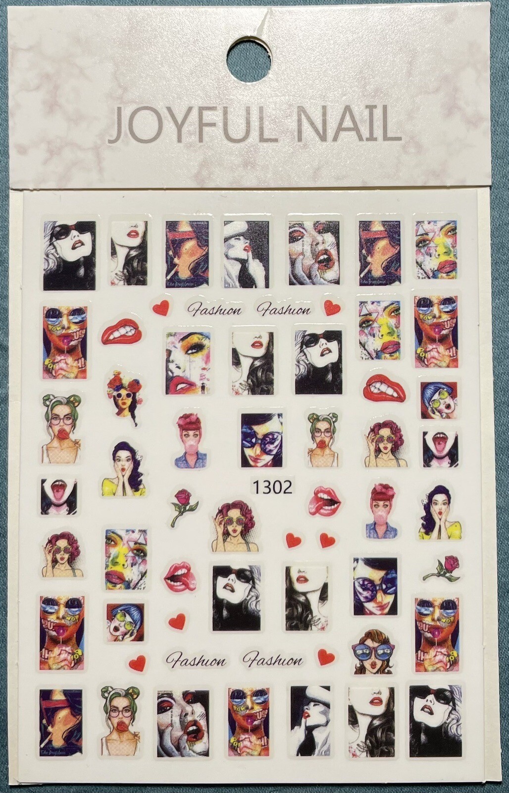 Nail Stickers Art Decal DIY Design 3D Waterproof Face Heart Fashion 1302