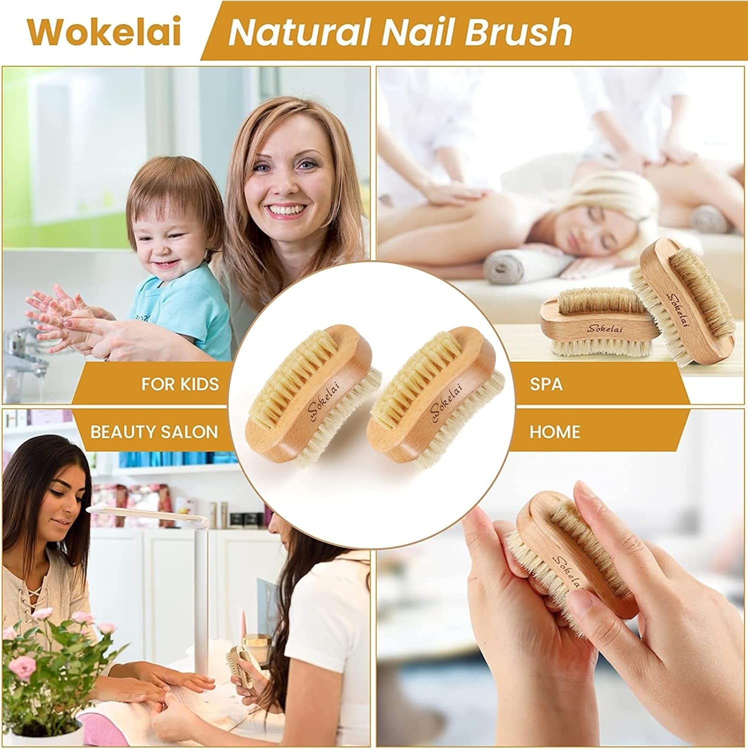 2-Pack Natural Wood Nail Brushes with Sisal Bristles – Gentle & Effective Care