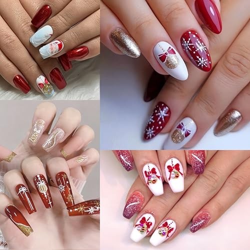 4 Sheets 5D Embossed Christmas Nail Art Stickers Decals Snowflake xmas cane