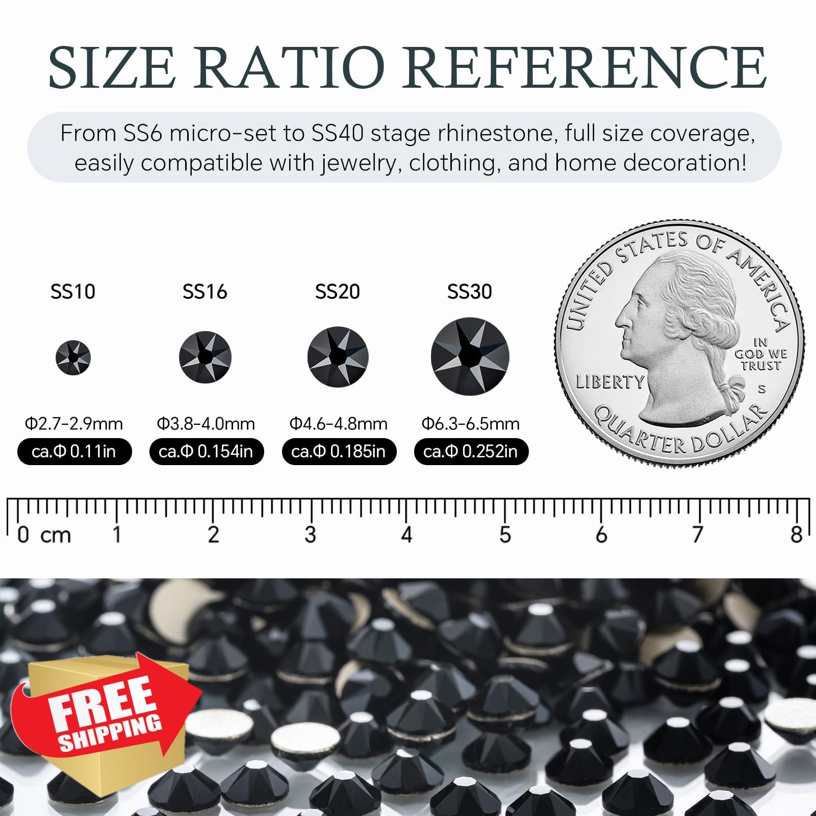MEIBITE Black Rhinestones SS16 1440pcs Nail Art Craft