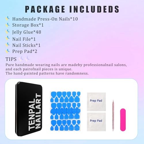 Duckbill Press on Nails – Ocean 3D Floral Teal Blushing Ombre L Dark Green
