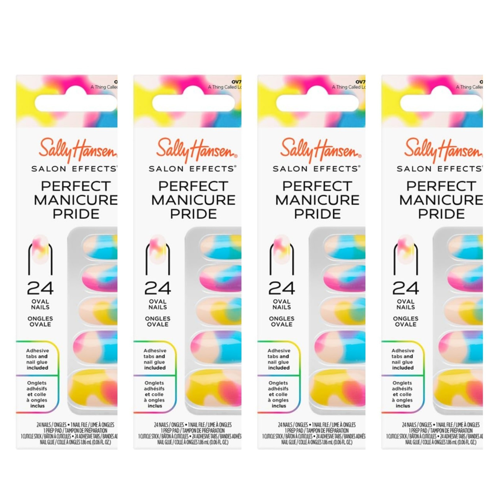 4Pk Sally Hansen Press On Nails Perfect Manicure Pride A Thing Called Love