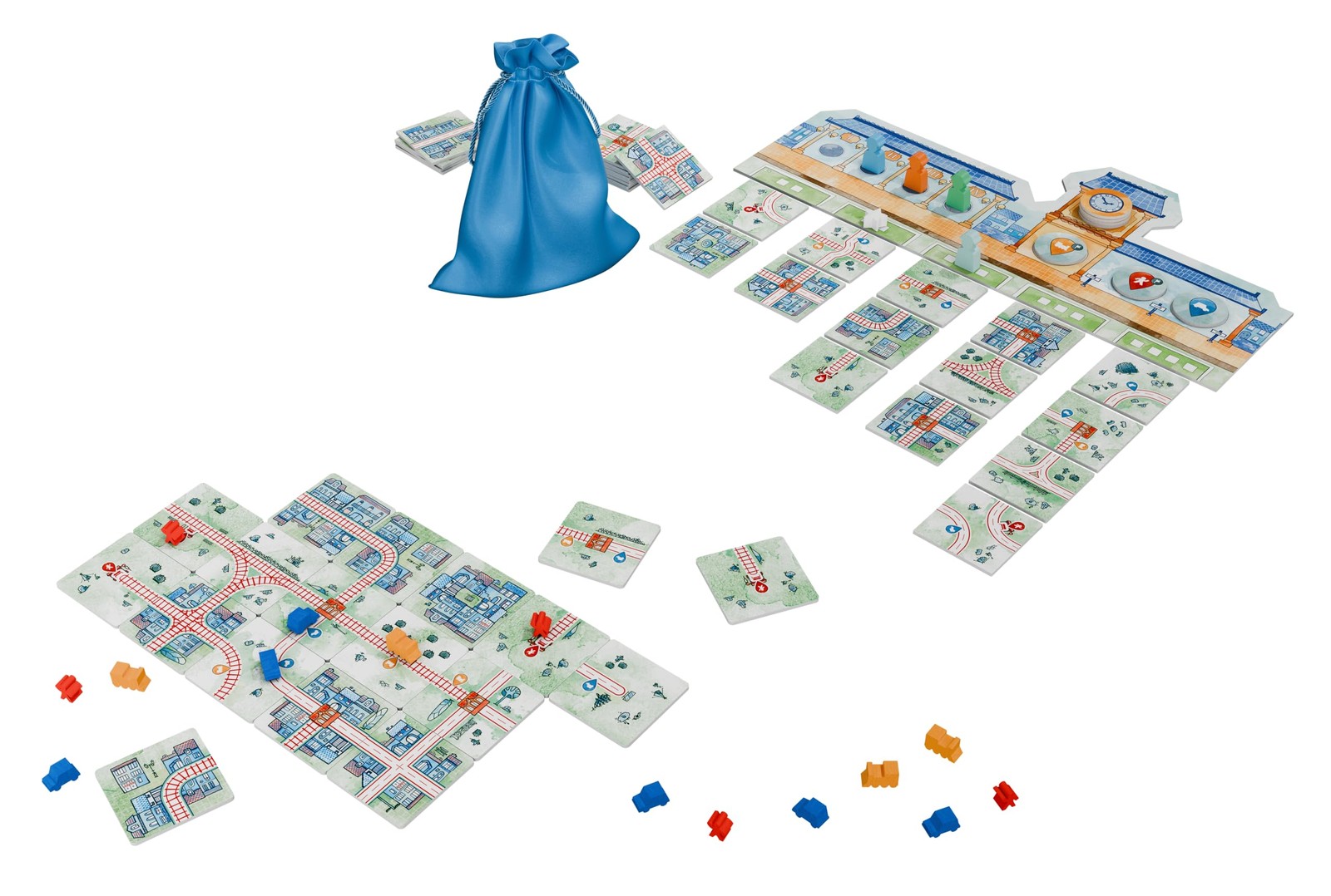 Railroad Tiles Board Game – Network-Building Tile-Laying Game, Family Small