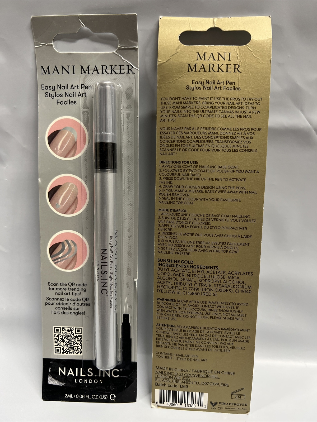 2 Mani Marker Nails Inc Art Pens London Set Easy Sunshine Paint Vegan NEW