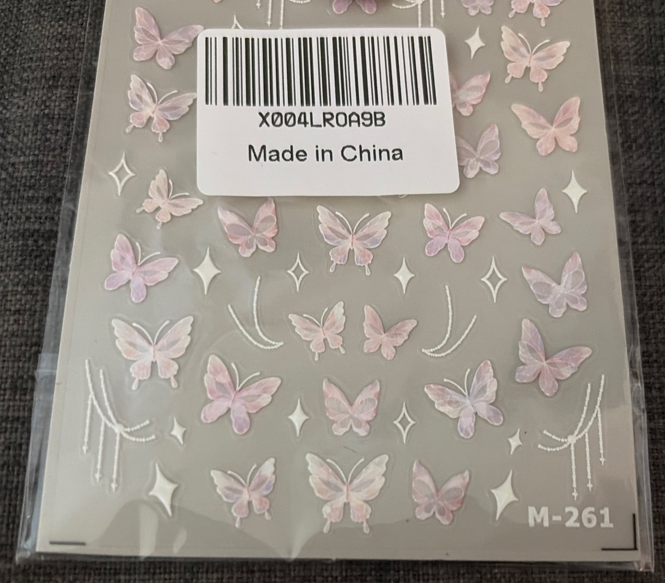 Lot Of 2 New Nail Art Adhesive Stickers Decals Purple Flowers Pink Butterflies