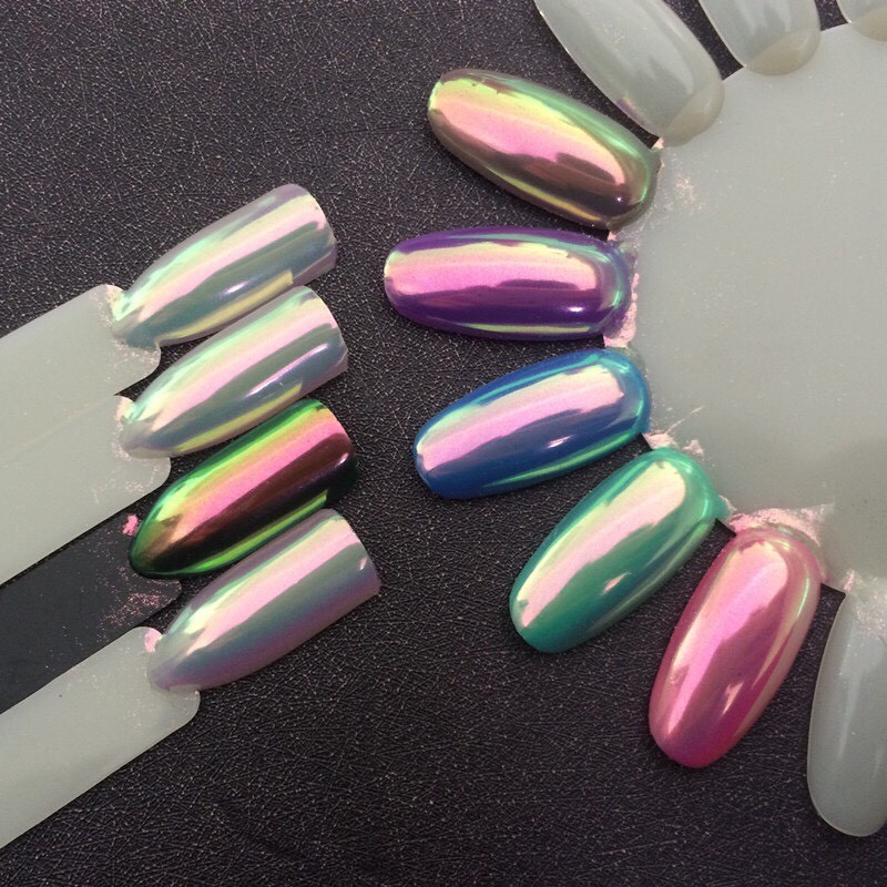 AURORA NAIL POWDER Mirror Effect CHROME Nail Art Mermaid Rainbow AB (Opal6) Uk
