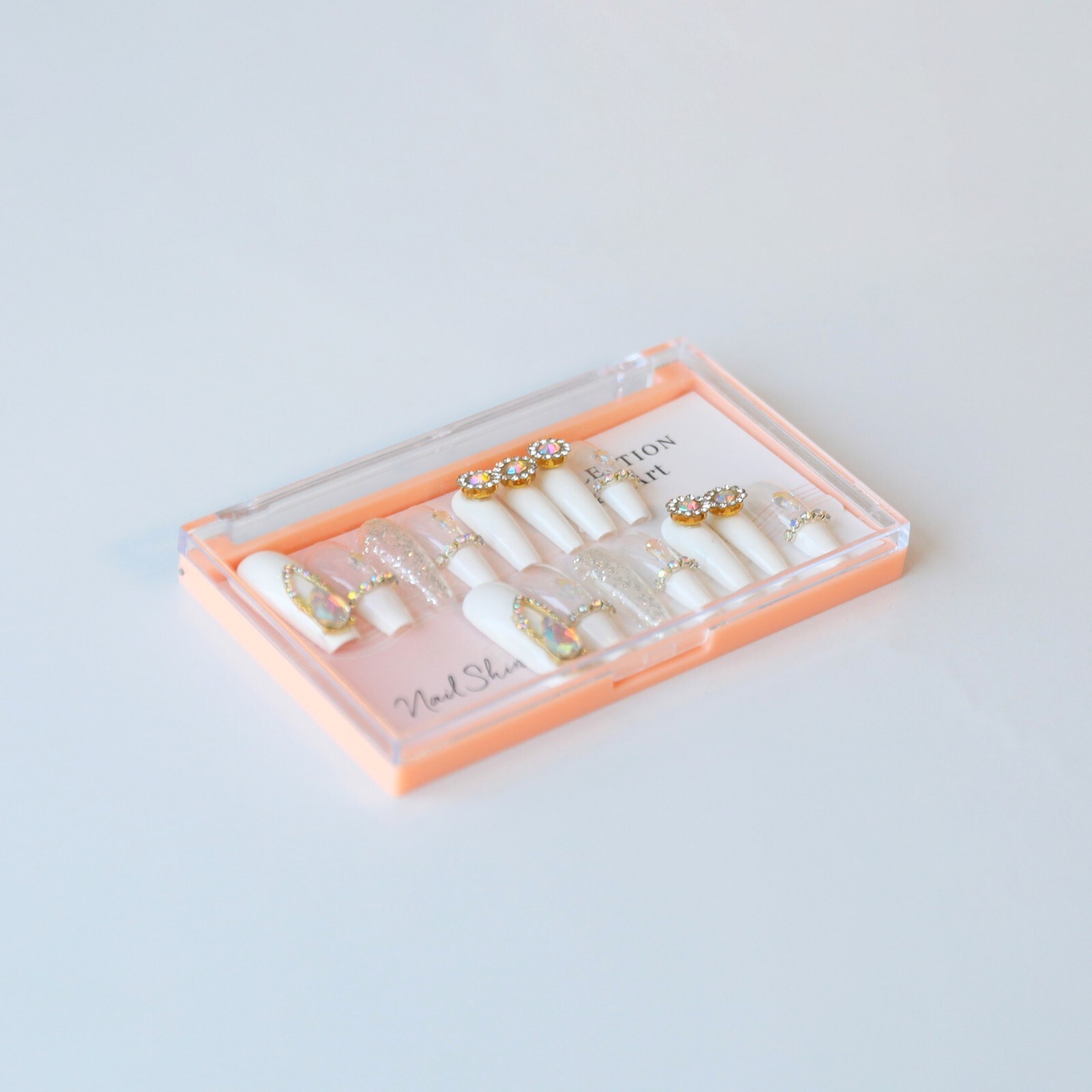 15Pcs White Lover Press on Nail Art By Handmade