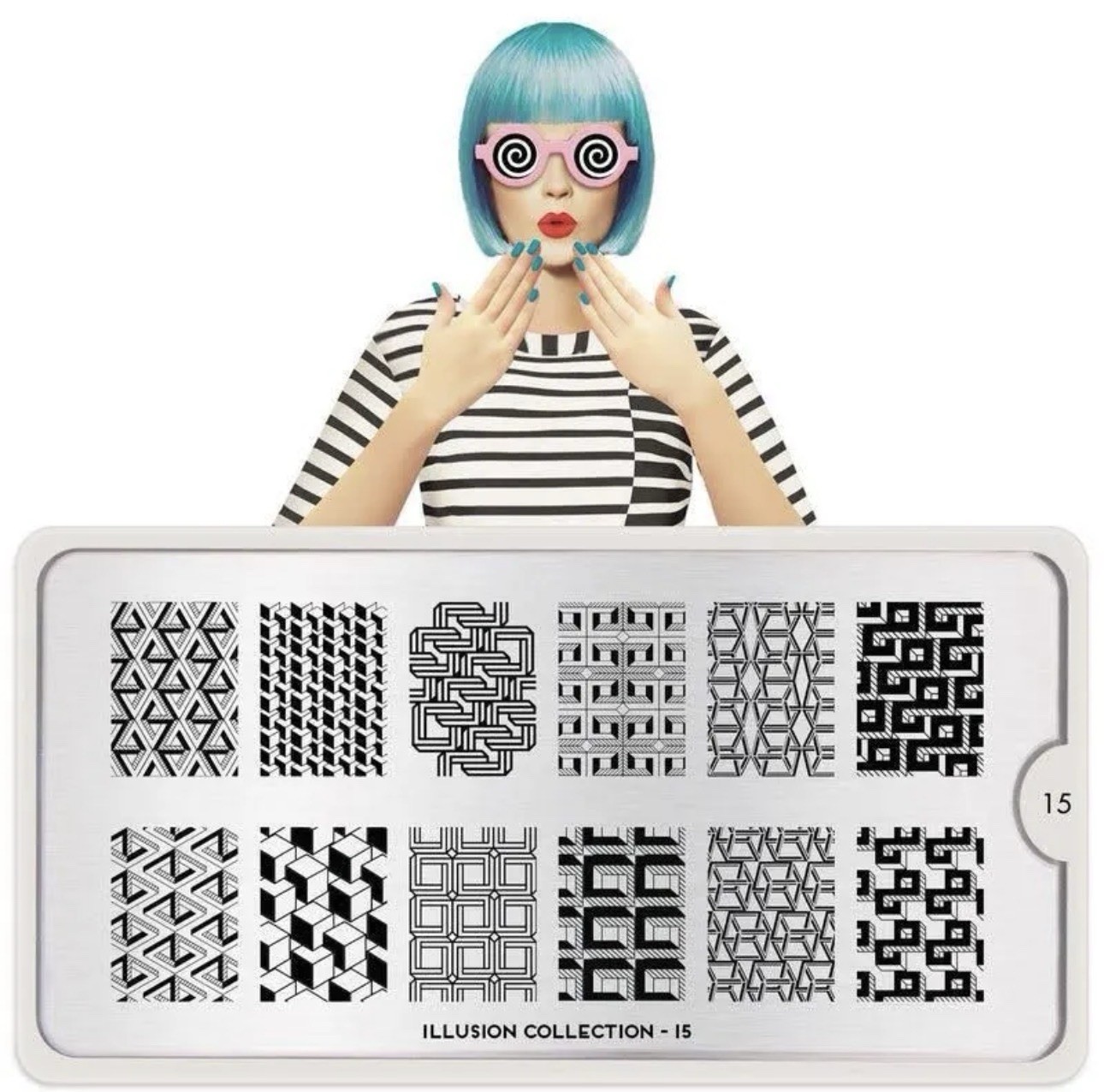 MoYou Illusion Collection 04 & 15 Geometric Metal Nail Art Stamping Plates