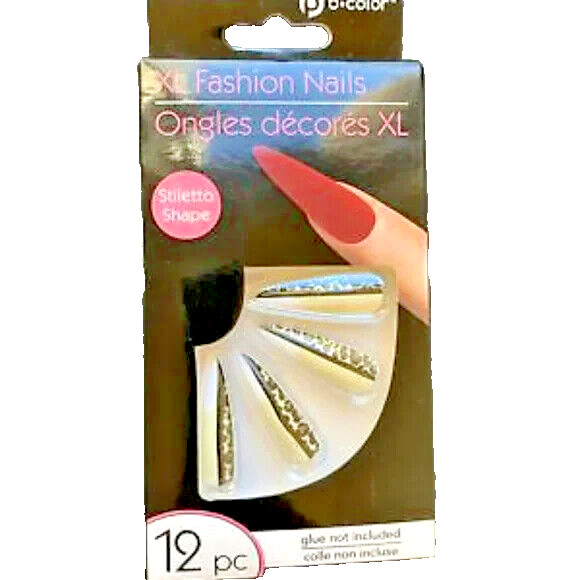 b.color Fashion XL Stiletto Shape Nails 12pc Per Pack -Glue Not Included. NEW