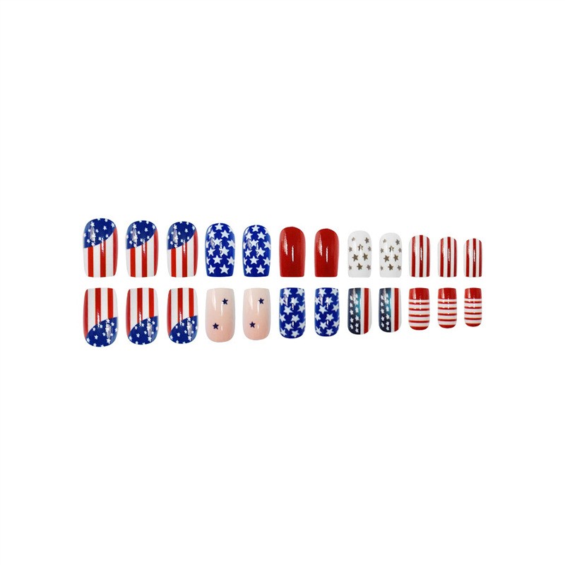 Independence Day Star Flag Press On Nails Square Removable Wholesale